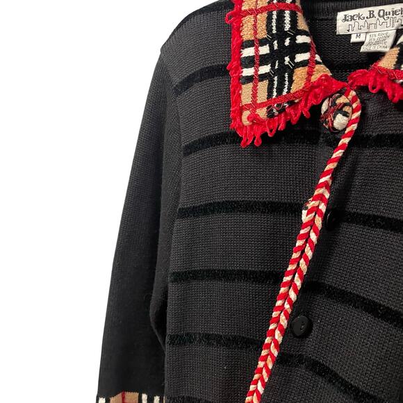 Vintage Jack B Quick Button Front Designer Plaid Collared Sweater Womens Medium - Picture 4 of 7